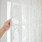 Panel de cortina transparente con estampado floral