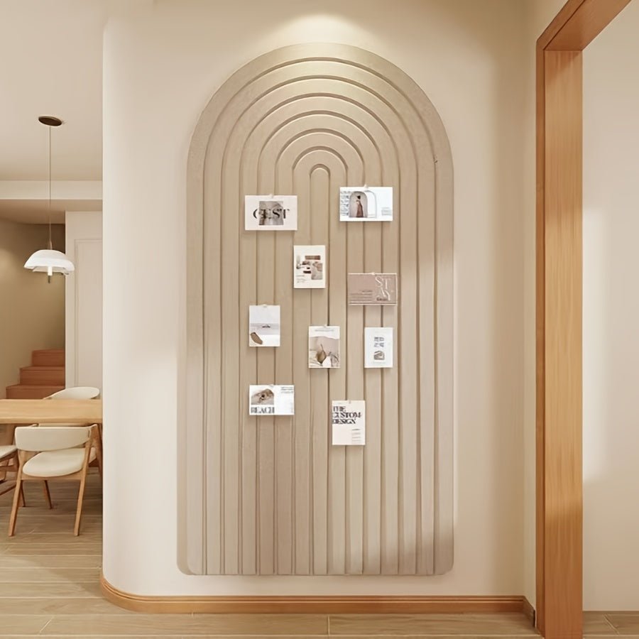 Panel de fieltro curvo autoadhesivo con diseño de arco a rayas para organizar notas en oficina, recibidor y dormitorio