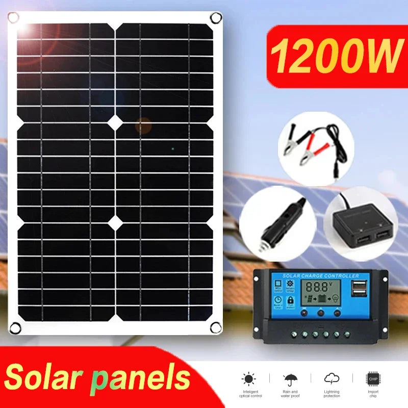Panel solar flexible SolaVibe 1200 W con controlador de carga 100 A y doble USB
