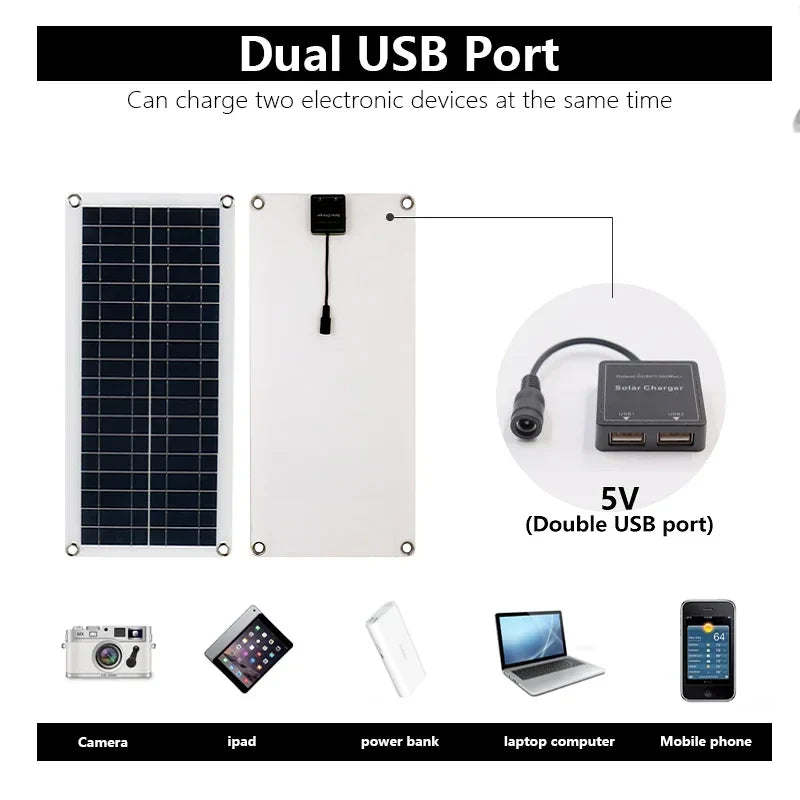 Panel solar flexible SolaVibe 1200 W con controlador de carga 100 A y doble USB