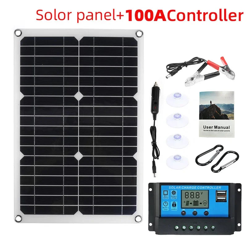Panel solar flexible SolaVibe 1200 W con controlador de carga 100 A y doble USB