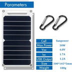 Panel solar SolNova 30 W ultraligero e impermeable con conexión USB