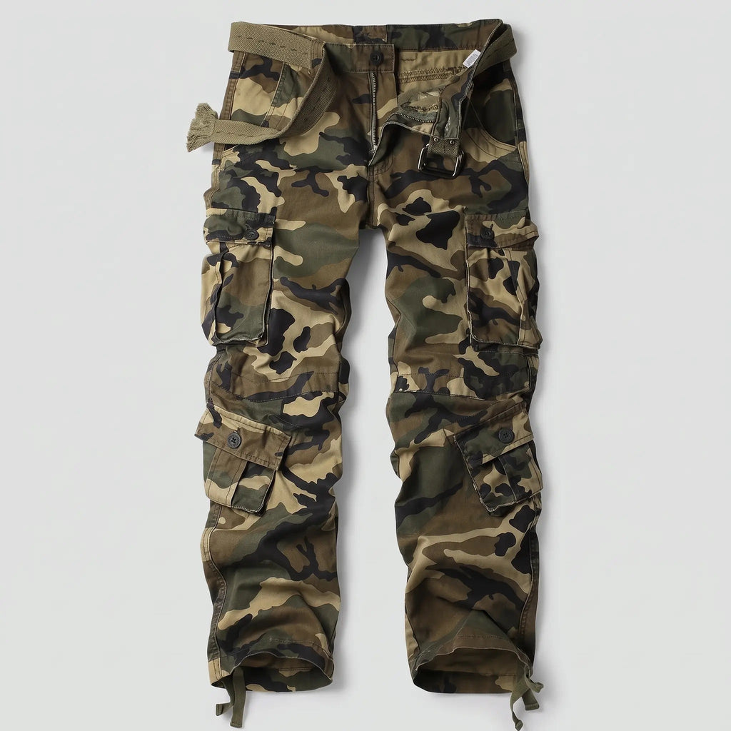 Pantalones cargo de camuflaje para hombre - Pantalones de combate - Corte relajado con 8 bolsillos