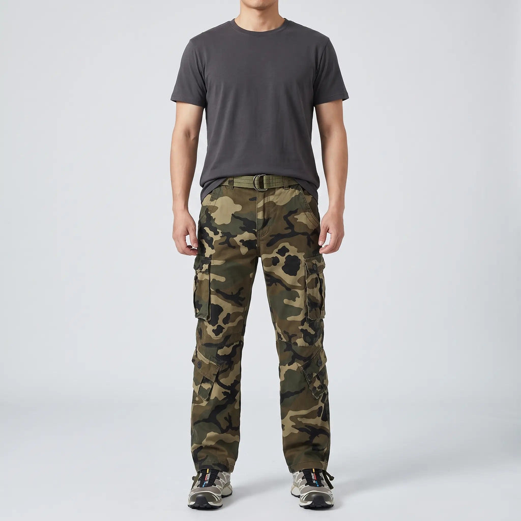 Pantalones cargo de camuflaje para hombre - Pantalones de combate - Corte relajado con 8 bolsillos