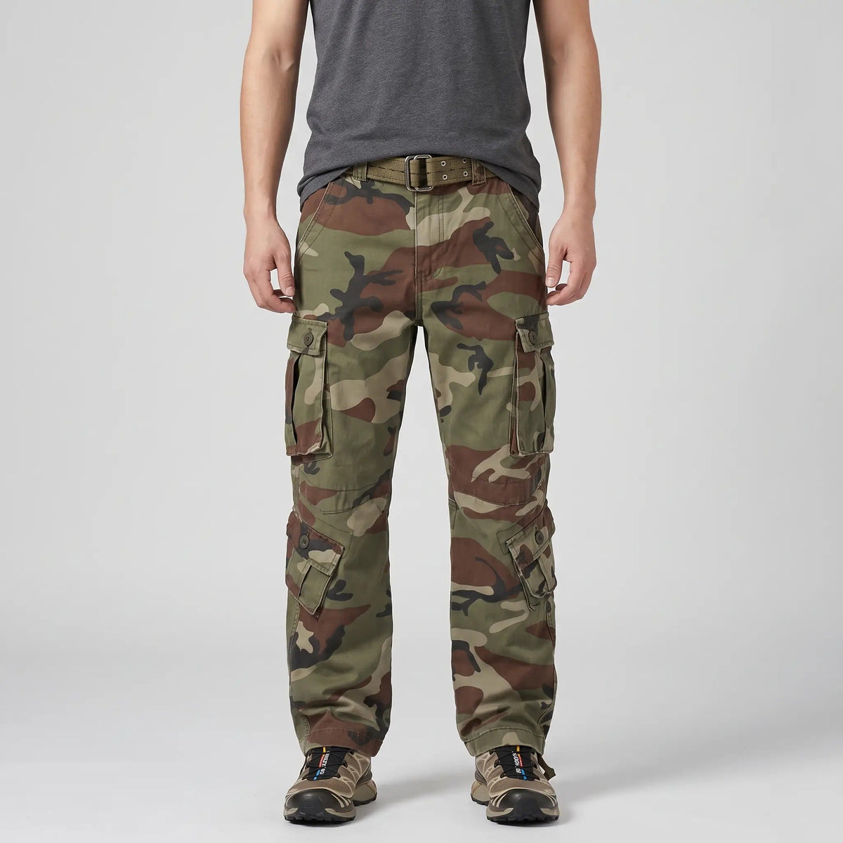 Pantalones cargo de camuflaje para hombre - Pantalones de combate - Corte relajado con 8 bolsillos