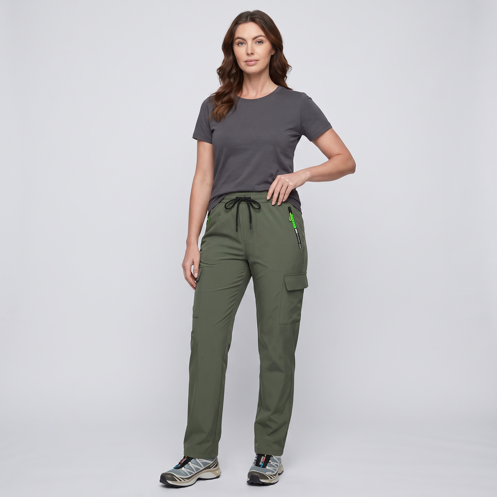 Pantalones cargo para mujer con cintura elástica
