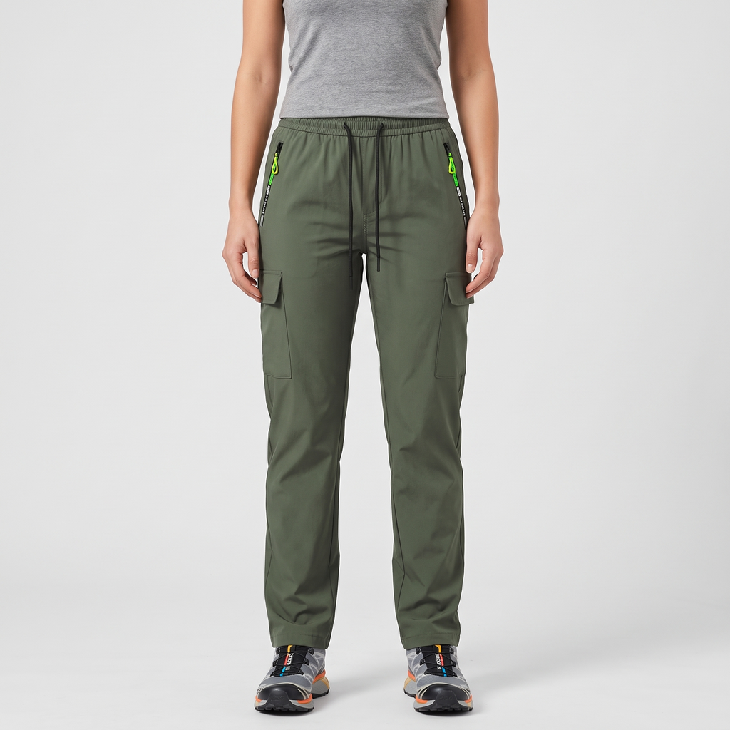 Pantalones cargo para mujer con cintura elástica