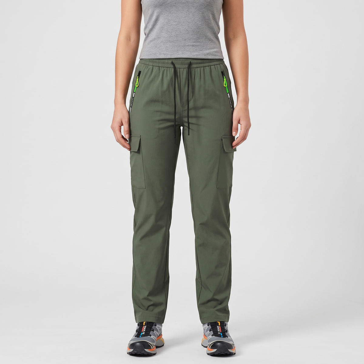 Pantalones cargo para mujer con cintura elástica