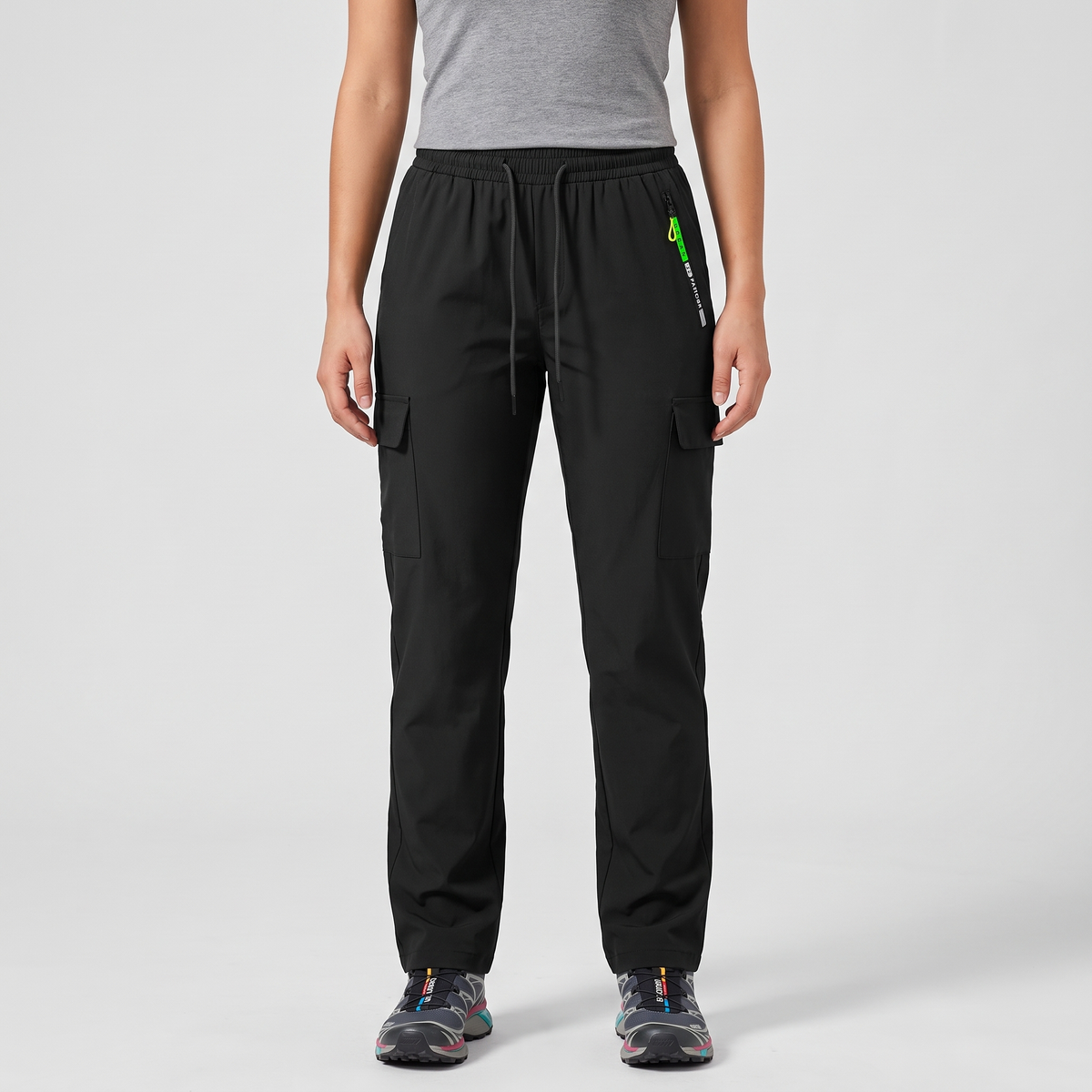 Pantalones cargo para mujer con cintura elástica