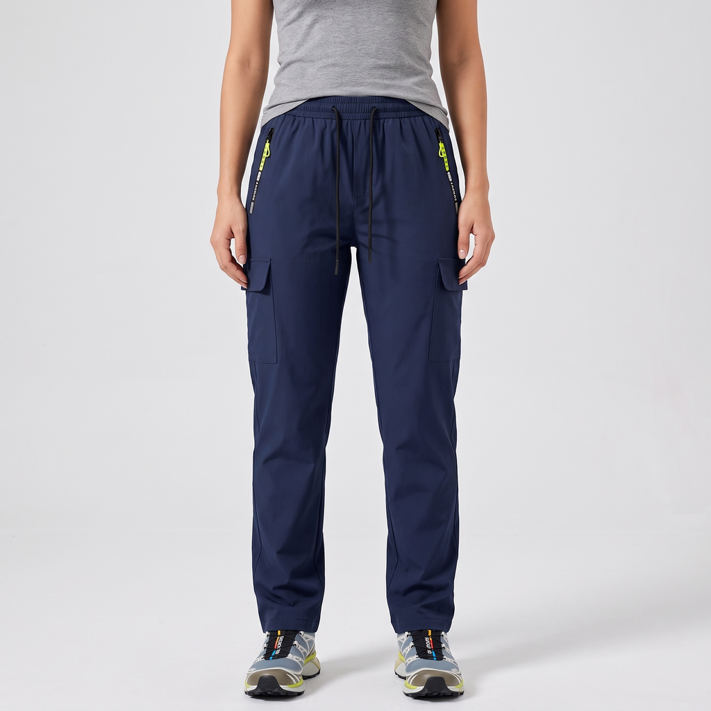 Pantalones cargo para mujer con cintura elástica
