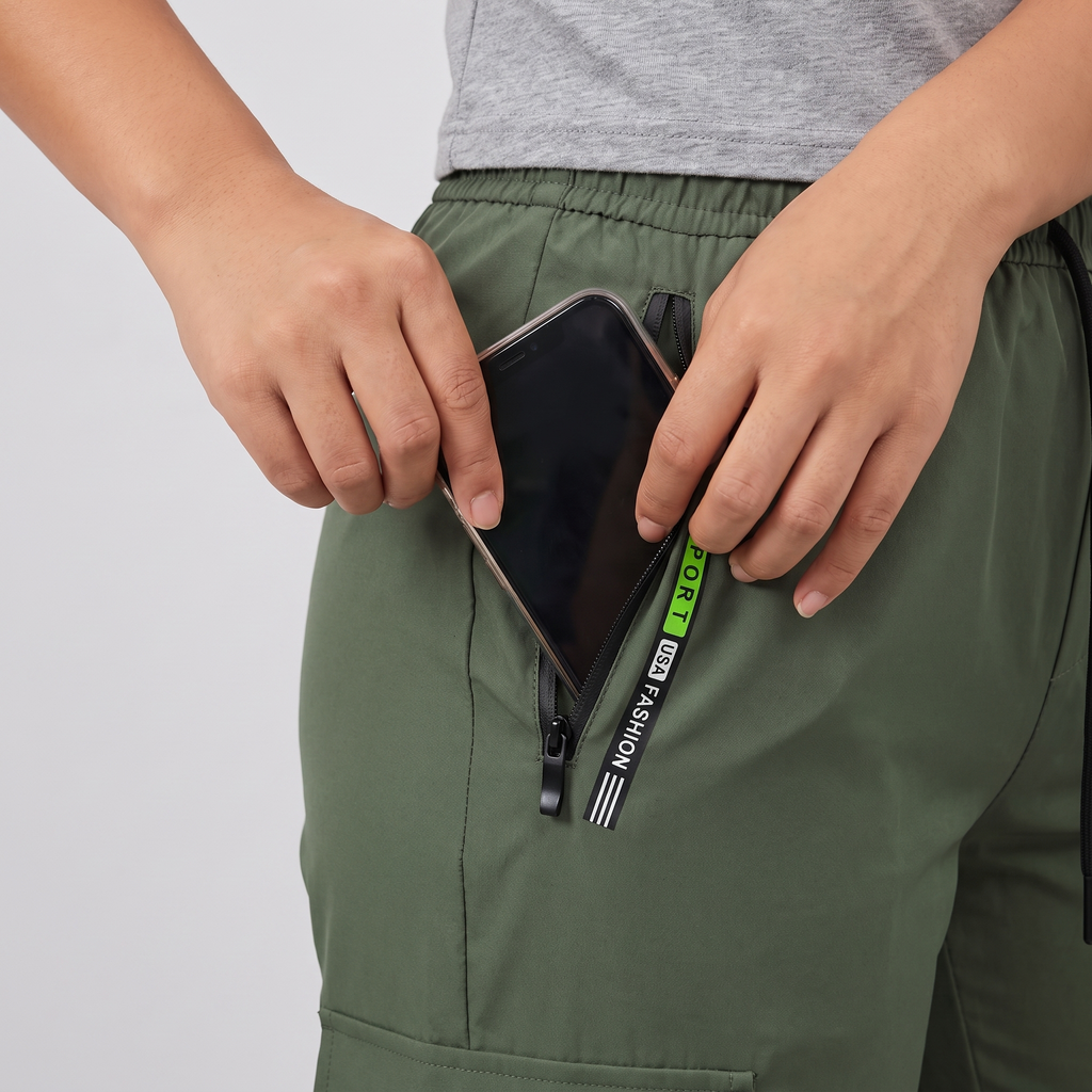 Pantalones cargo para mujer con cintura elástica