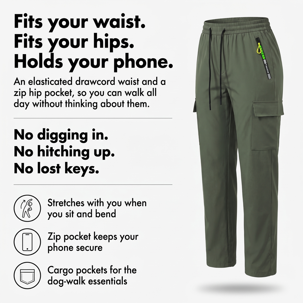 Pantalones cargo para mujer con cintura elástica