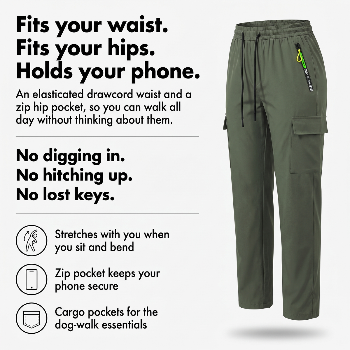 Pantalones cargo para mujer con cintura elástica