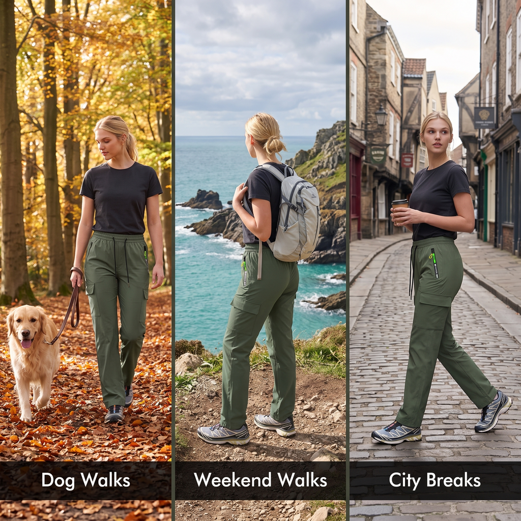 Pantalones cargo para mujer con cintura elástica