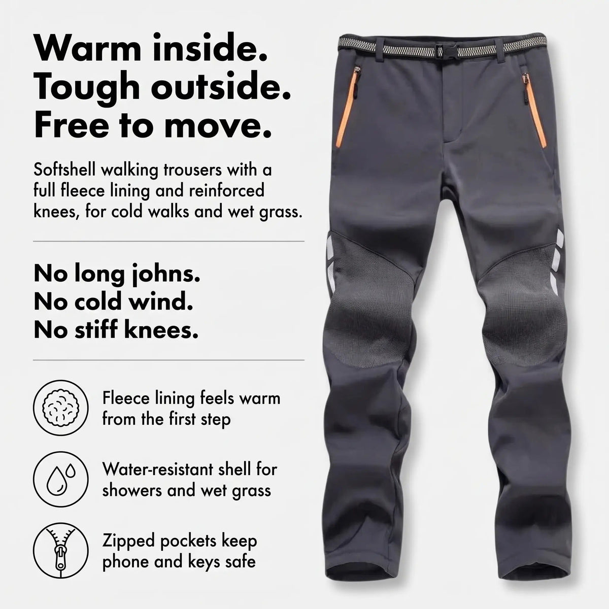 Pantalones de senderismo para hombre con forro polar y resistencia al agua