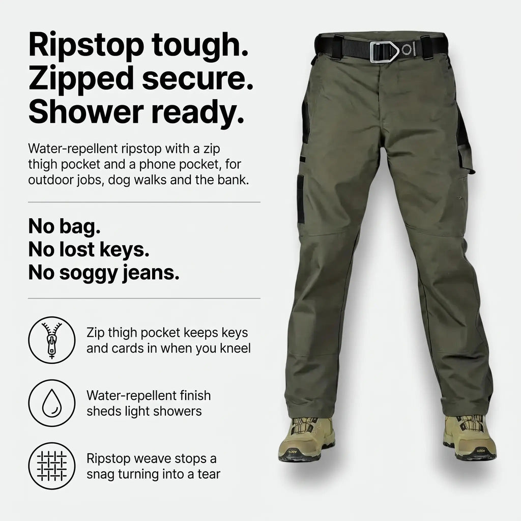 Pantalones de trabajo para hombre - Pantalones cargo ripstop - Pantalones tipo militar
