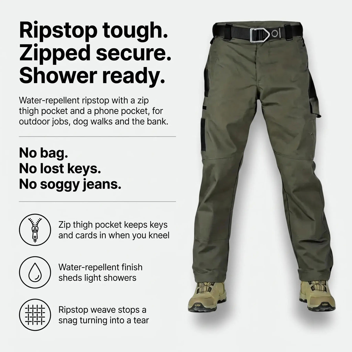 Pantalones de trabajo para hombre - Pantalones cargo ripstop - Pantalones tipo militar