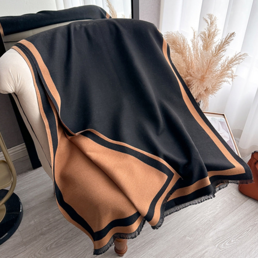 Pañuelo poncho reversible de rayas Savéra