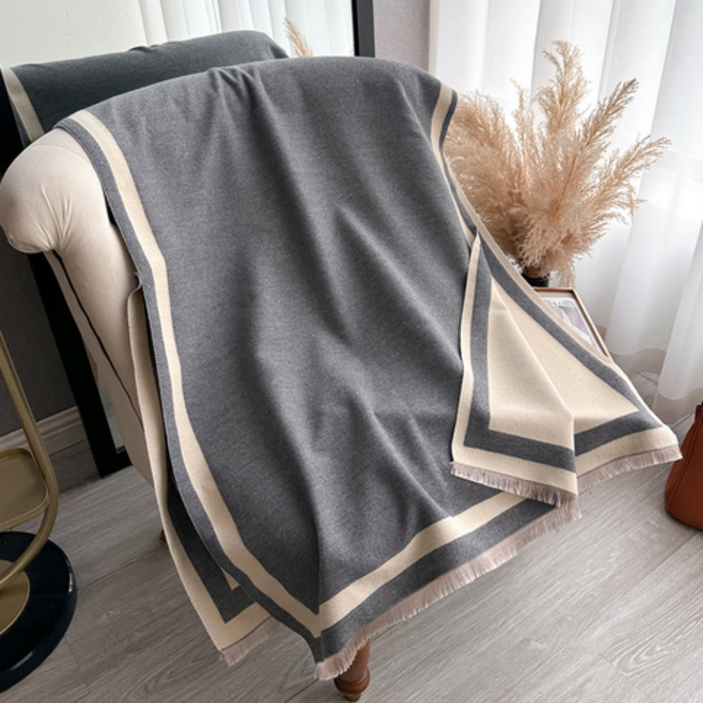Pañuelo poncho reversible de rayas Savéra