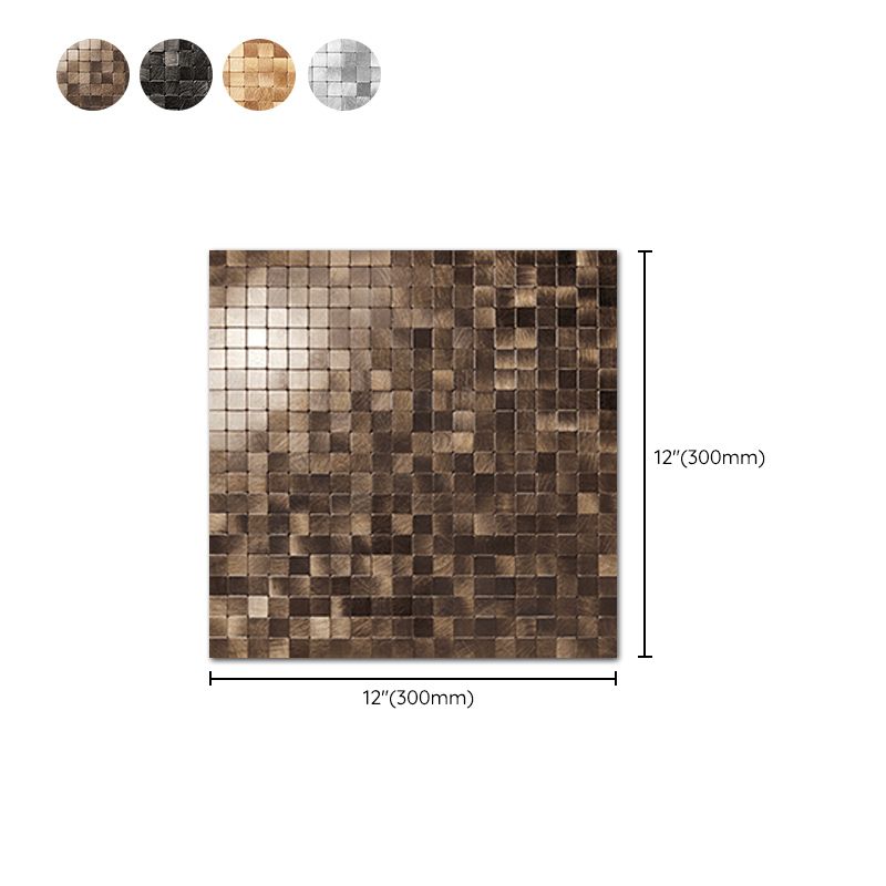 Papel pintado autoadhesivo de mosaico con forma cuadrada y acabado metálico