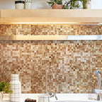 Papel pintado autoadhesivo de mosaico con forma cuadrada y acabado metálico