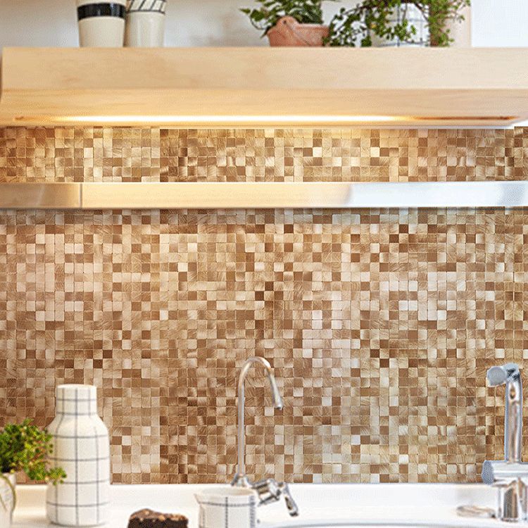 Papel pintado autoadhesivo de mosaico con forma cuadrada y acabado metálico