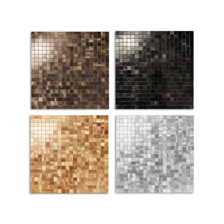 Papel pintado autoadhesivo de mosaico con forma cuadrada y acabado metálico