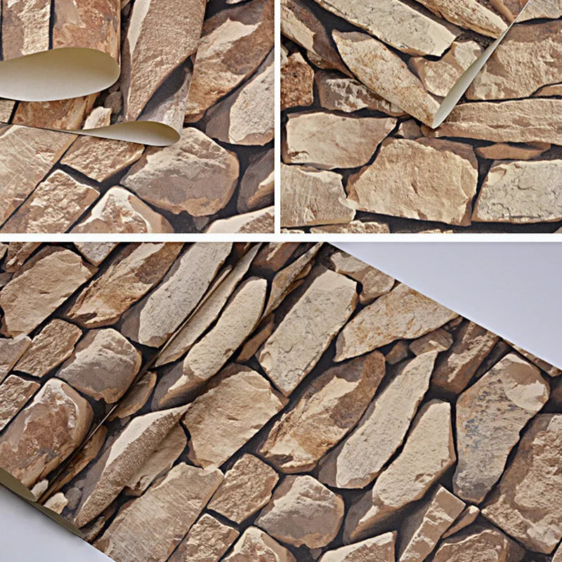 Papel pintado retro con patrón de piedra 3D