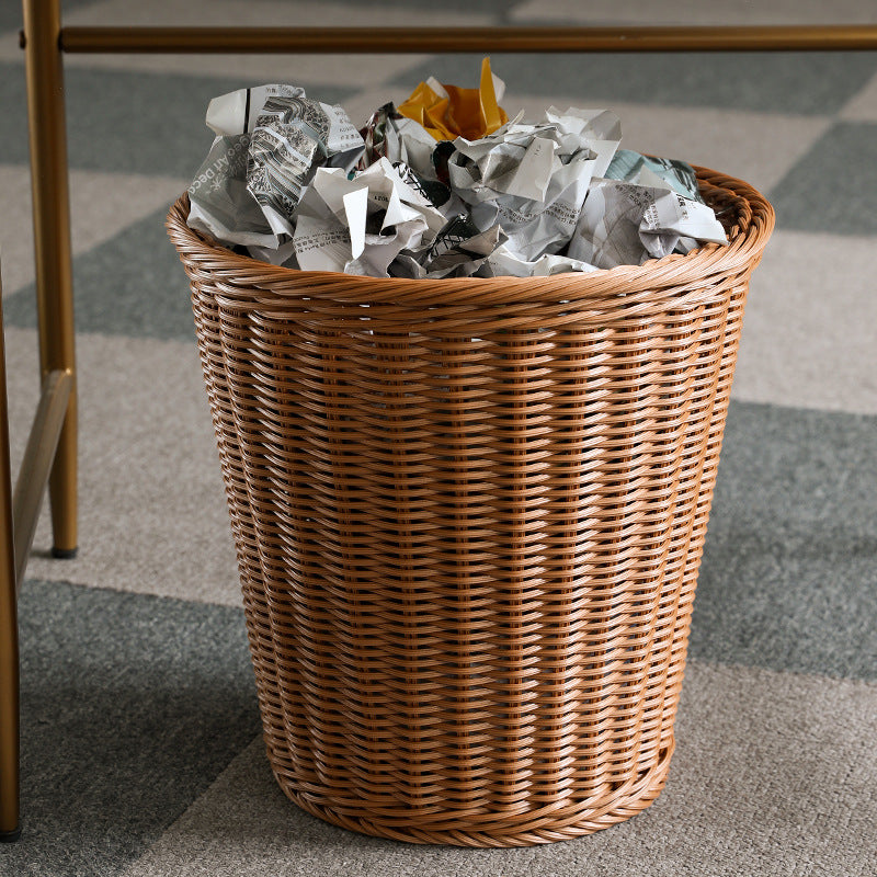 Papelera decorativa de fibra trenzada
