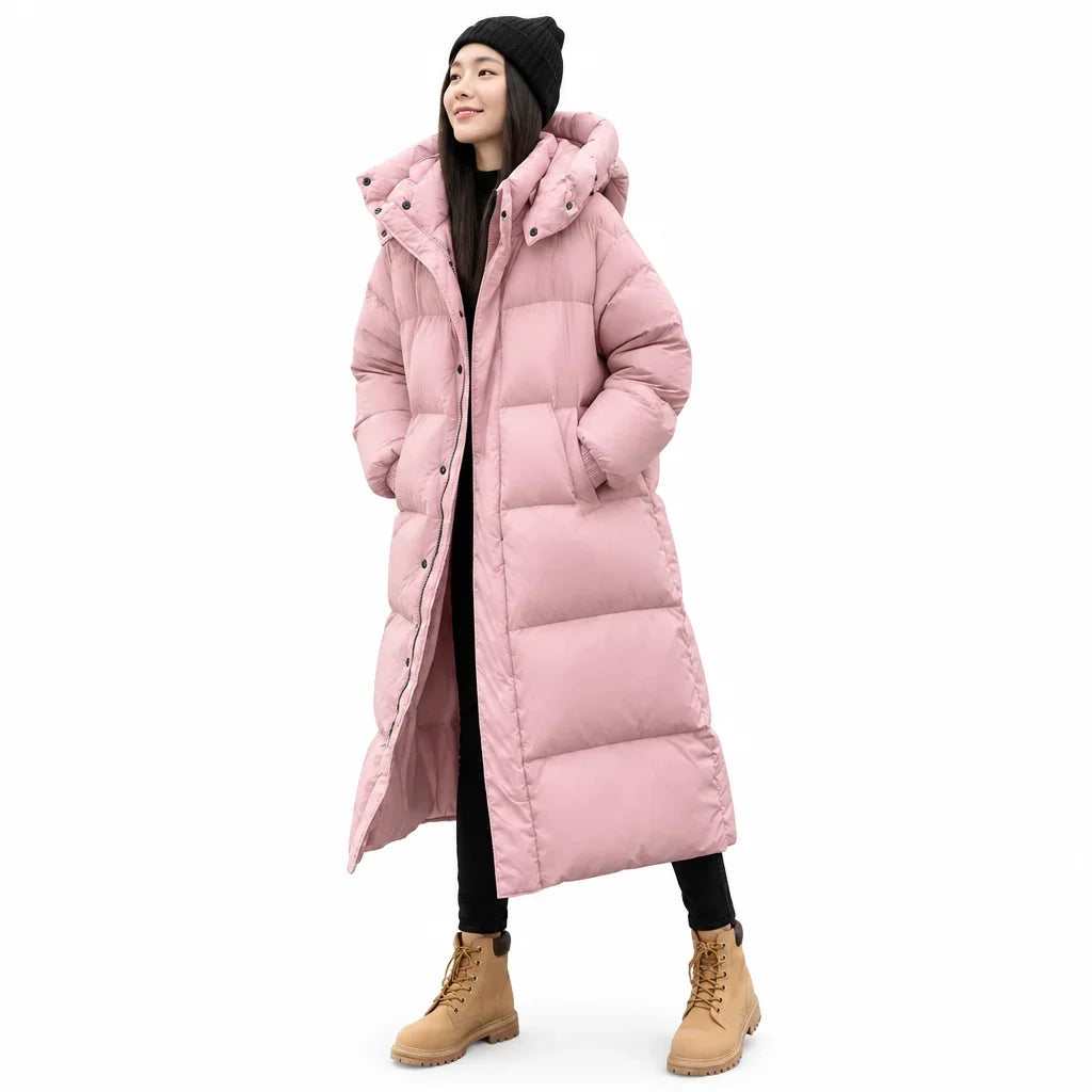 Parsha | Abrigo acolchado largo con capucha oversize de invierno para mujer