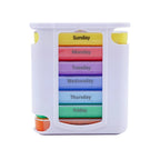 Pastillero semanal MediPlan con 28 compartimentos extraíbles y codificados por color