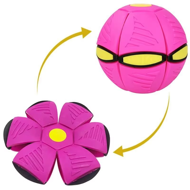 Pelota voladora de doble forma que se transforma de disco a esfera al impactar