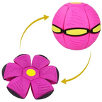 Pelota voladora de doble forma que se transforma de disco a esfera al impactar