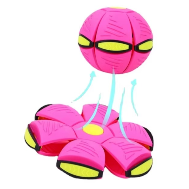 Pelota voladora de doble forma que se transforma de disco a esfera al impactar
