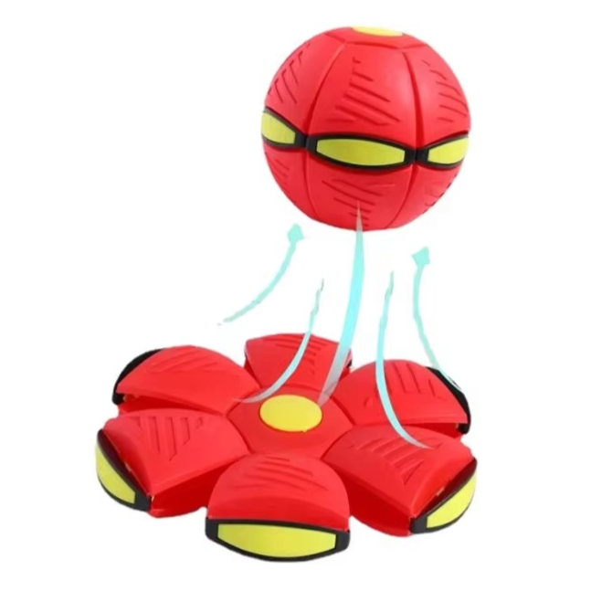 Pelota voladora de doble forma que se transforma de disco a esfera al impactar