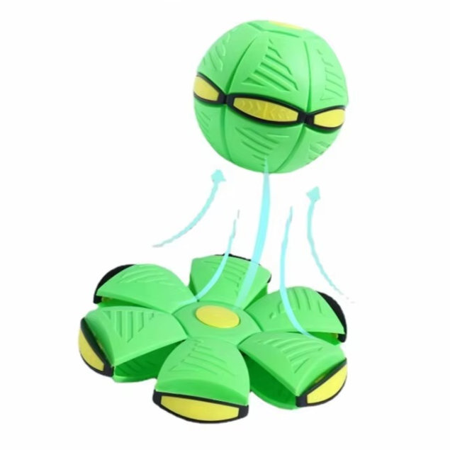 Pelota voladora de doble forma que se transforma de disco a esfera al impactar