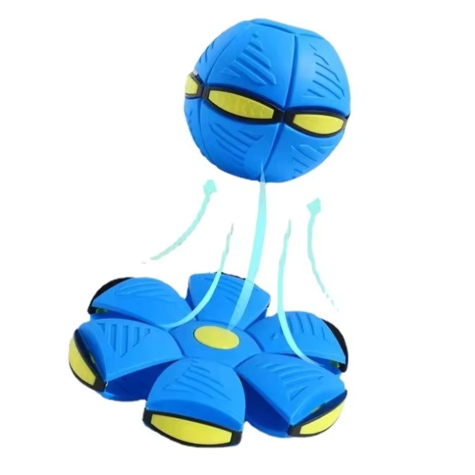 Pelota voladora de doble forma que se transforma de disco a esfera al impactar