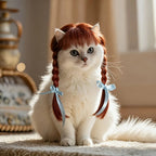 Peluca de trenzas dobles para mascotas