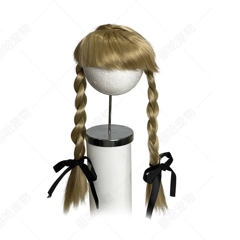 Peluca de trenzas dobles para mascotas