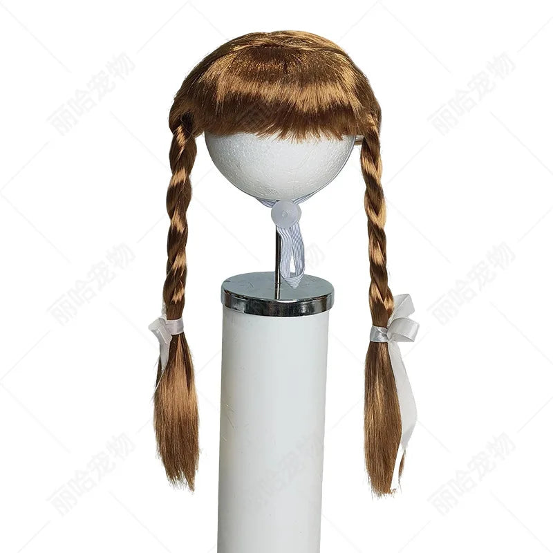 Peluca de trenzas dobles para mascotas