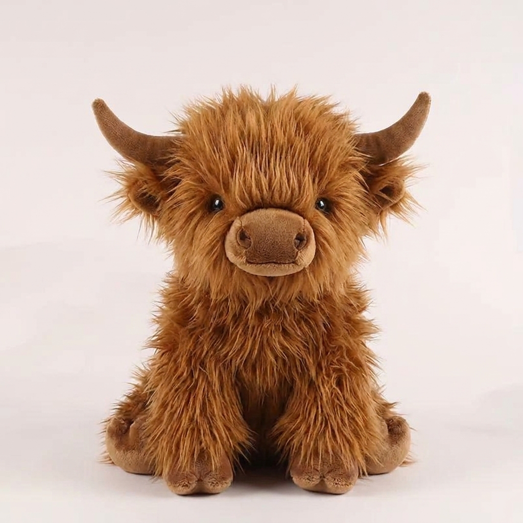 Peluche de vaca Highland | Animal de peluche suave con diseño realista | Compañero acogedor para todas las edades