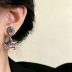 Pendientes colgantes de estrella con bandera esmaltada para mujer