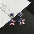 Pendientes colgantes de estrella con bandera esmaltada para mujer