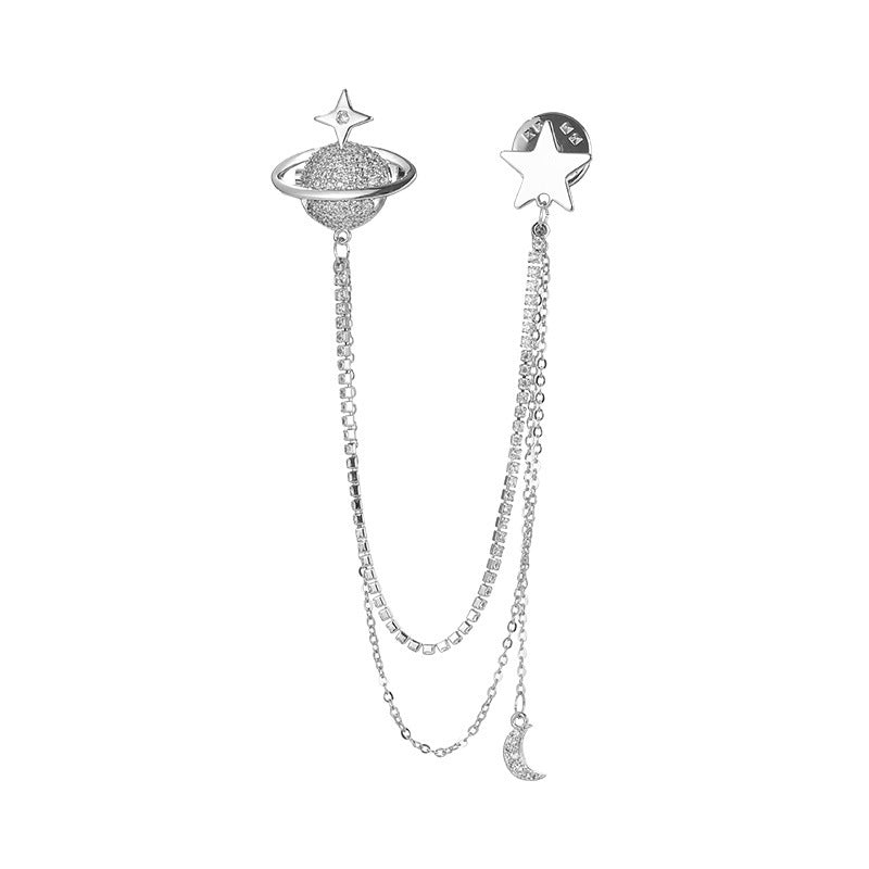 Pendientes de estrella y planeta con cadenas