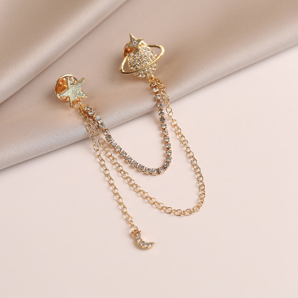 Pendientes de estrella y planeta con cadenas