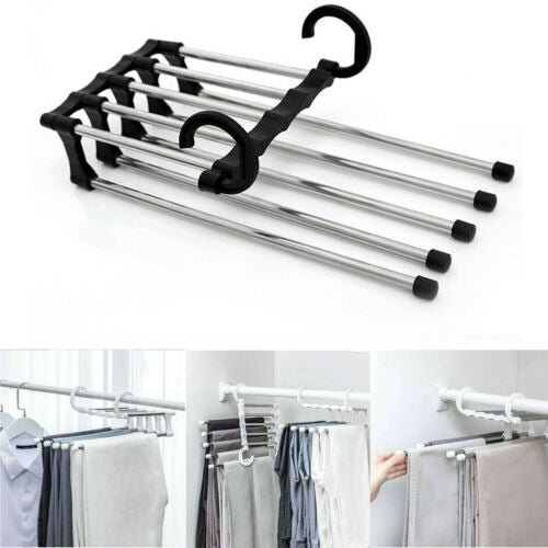 Percha múltiple extensible de acero inoxidable para pantalones