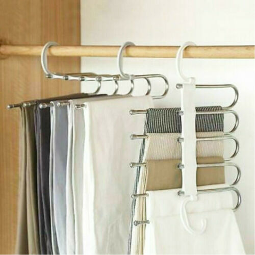 Percha múltiple extensible de acero inoxidable para pantalones