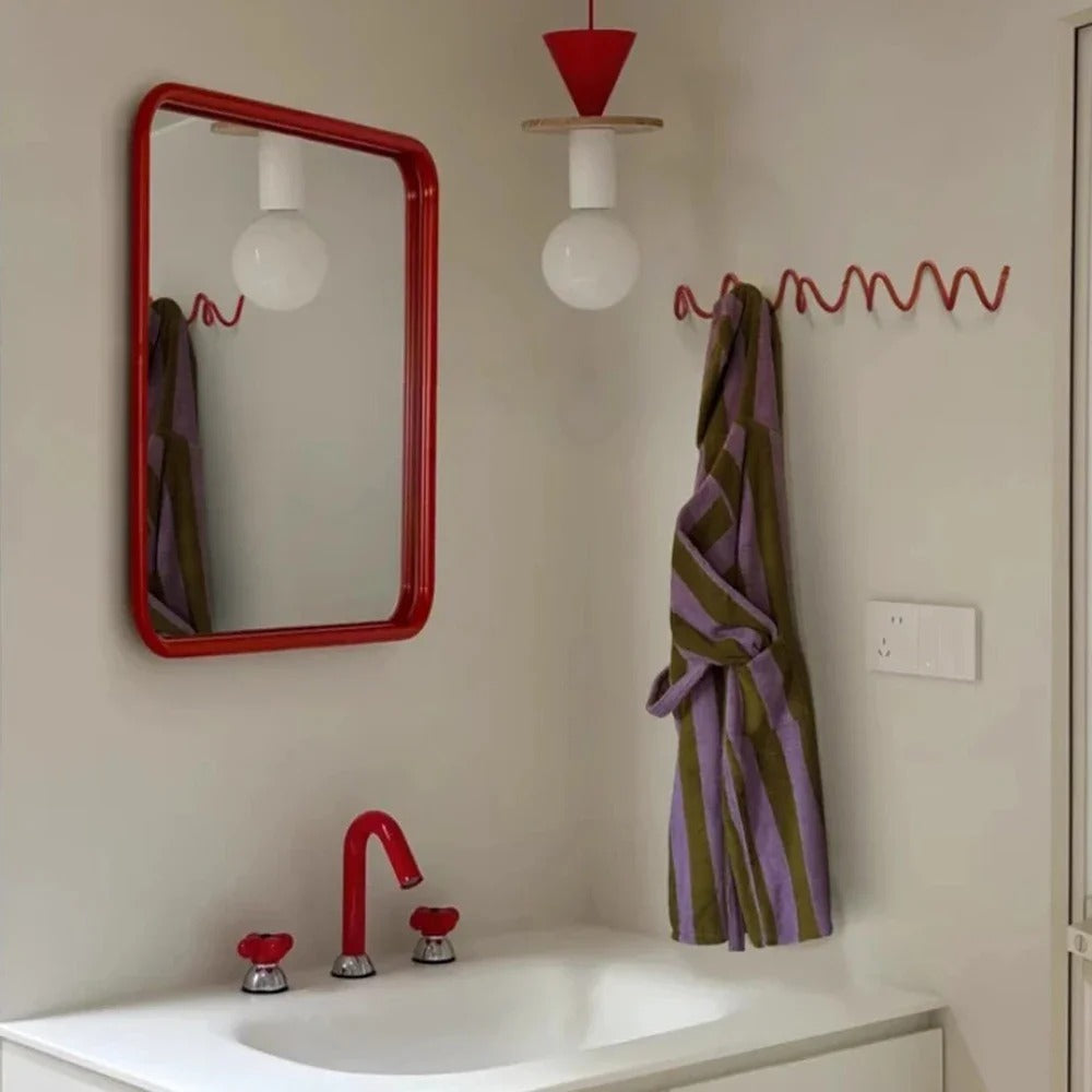 Perchero de pared con forma de onda, ganchos de hierro con 3 o 5 colgadores y tornillos incluidos, 6 colores, 33 o 56 cm