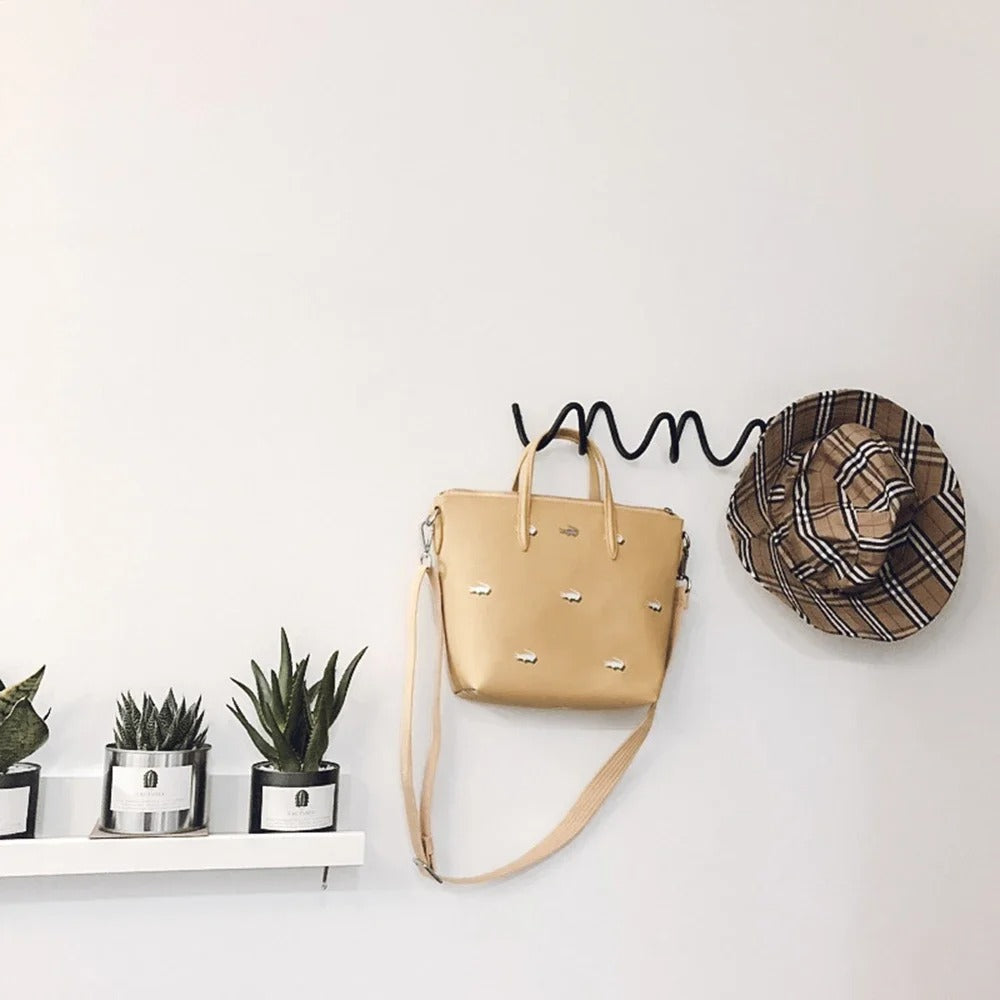 Perchero de pared con forma de onda, ganchos de hierro con 3 o 5 colgadores y tornillos incluidos, 6 colores, 33 o 56 cm