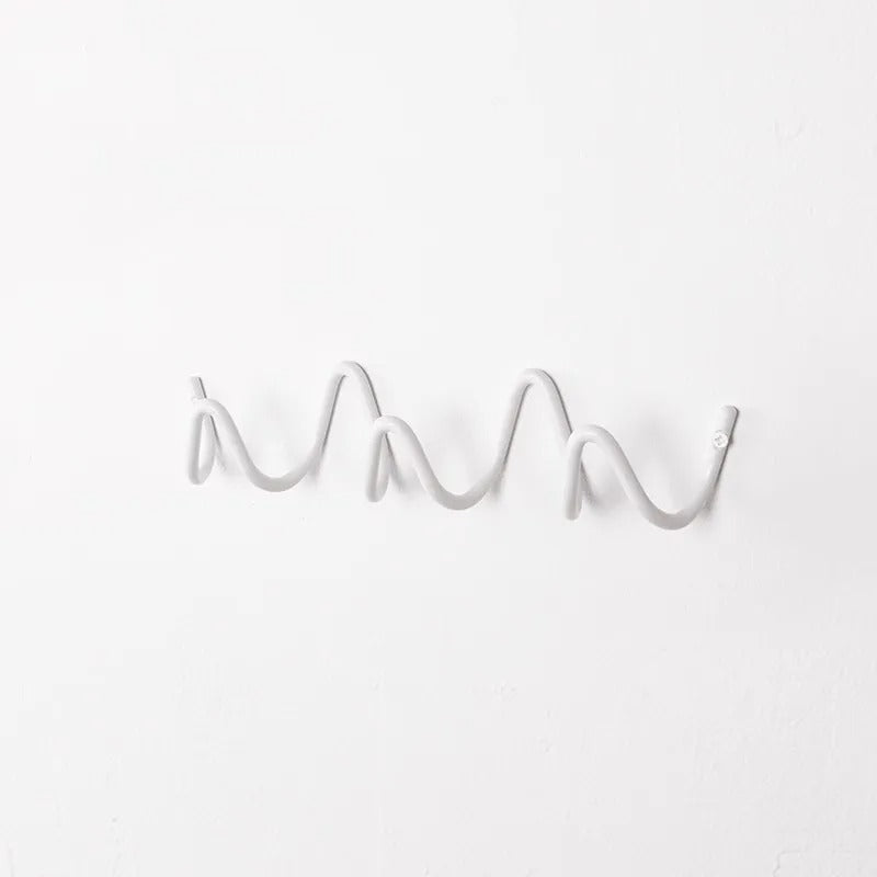Perchero de pared con forma de onda, ganchos de hierro con 3 o 5 colgadores y tornillos incluidos, 6 colores, 33 o 56 cm